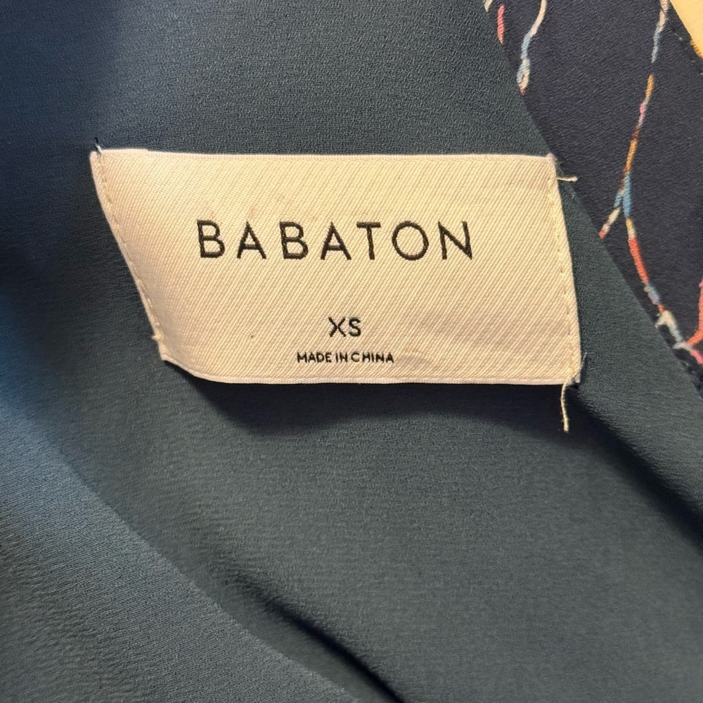 Aritzia Babaton Navy Floral Wrap Dress XS Mini Trench Style - Picture 2 of 6